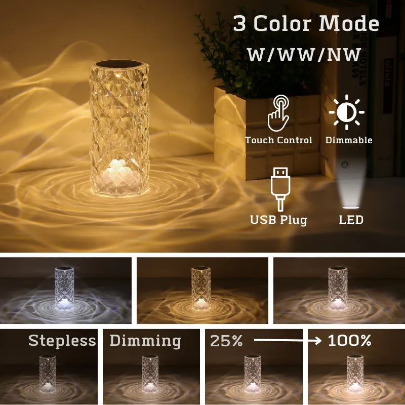"Crystal LED Night Light: Stylish Room Addition"